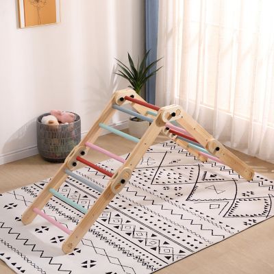 Image showing  Kids Modular Wooden Pikler with Ramp and Slide, Colored, FPX-MPKLR-C