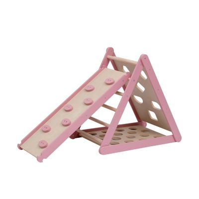 Funphix Pikler Climbing Set Foldable Triangle and Slide Board, Pink, FPX-PKLR-P