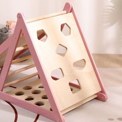 Image showing  Pikler Climbing Set Foldable Triangle and Slide Board, Pink, FPX-PKLR-P