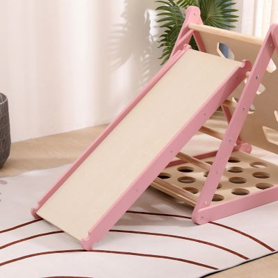 Image showing  Pikler Climbing Set Foldable Triangle and Slide Board, Pink, FPX-PKLR-P