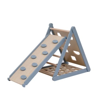 Funphix Pikler Climbing Set Foldable Triangle and Slide Board, Blue, FPX-PKLR-B