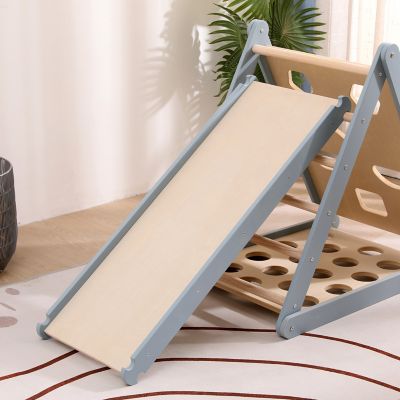 Image showing  Pikler Climbing Set Foldable Triangle and Slide Board, Blue, FPX-PKLR-B