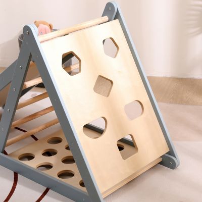 Image showing  Pikler Climbing Set Foldable Triangle and Slide Board, Blue, FPX-PKLR-B
