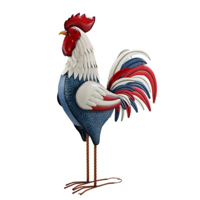 Red Shed Americana Metal Rooster Statue, 6 ft., Red, White & Blue