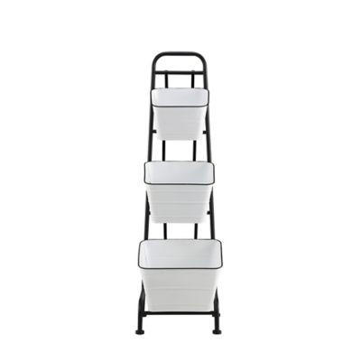 Red Shed 39.5 in. Metal Tiered White Planter