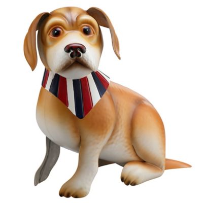 Red ShedIndoor/Outdoor Americana Metal Dog Statue, 12 in.