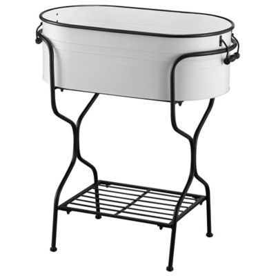 Red Shed 28 in. Metal Tub On Stand Planter