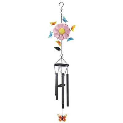 Red Shed 41 in. Flower Windchime with Butterfly Windspin