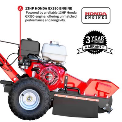 Image showing  Stump Grinder with 12 in. Blades 13 HP Honda GX390 Off Road Tree Stump Removal