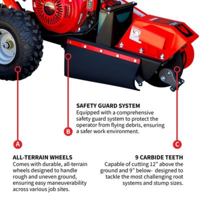Image showing  Stump Grinder with 12 in. Blades 13 HP Honda GX390 Off Road Tree Stump Removal