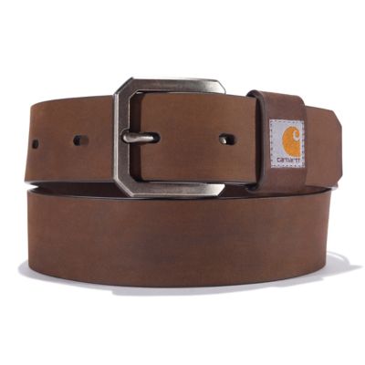 Carhartt Men's Saddle Leather Belt, Nickel Roller Finish