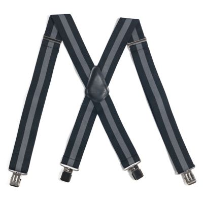 Image showing  Men's Rugged Flex Elastic 2-Tone Suspenders, Black with Steel Stripe