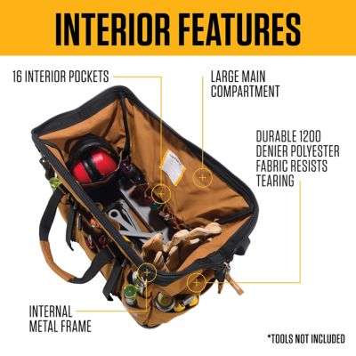 Image showing  18 in. Molded Base Heavyweight Tool Bag with 44 Pockets, Carhartt Brown