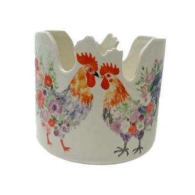 Red Shed Cutout Ceramic Rooster Crock
