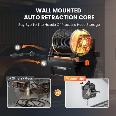 Image showing 5 th Giraffe Tools Grandfalls Pressure Washer 1/2 in. - 100 ft., Ordinary and Replaceable Hose, 2900 PSI, Bach Sliver