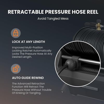 Image showing 7 th Giraffe Tools Grandfalls Pressure Washer 1/2 in. - 100 ft., Ordinary and Replaceable Hose, 2900 PSI, Bach Sliver