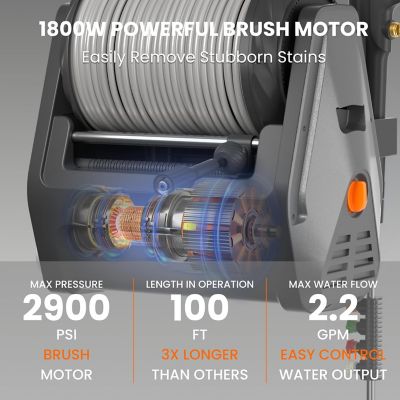 Image showing  Grandfalls Pressure Washer 1/2 in. - 100 ft., Ultra Soft and Replaceable Hose, 2900 PSI, Bach Sliver