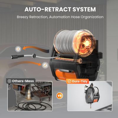 Image showing 5 th Giraffe Tools Grandfalls Pressure Washer 1/2 in. - 100 ft., Ultra Soft and Replaceable Hose, 3700 PSI, Bach Sliver