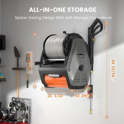 Image showing 6 th Giraffe Tools Grandfalls Pressure Washer 1/2 in. - 100 ft., Ultra Soft and Replaceable Hose, 3700 PSI, Bach Sliver