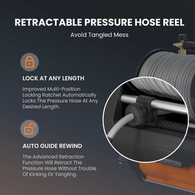 Image showing 7 th Giraffe Tools Grandfalls Pressure Washer 1/2 in. - 100 ft., Ultra Soft and Replaceable Hose, 3700 PSI, Bach Sliver