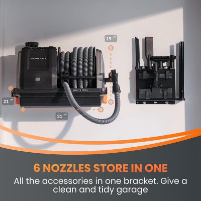 Image showing 6 th Giraffe Tools Retractable Vacuum Cleaner 30 ft. Hose, Wall Mounted, Wet, Dry Versatility, 20KPA, Black