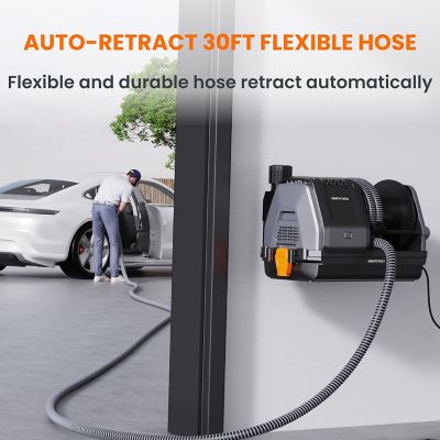Image showing  Retractable Vacuum Cleaner 30 ft. Hose, Wall Mounted, Wet, Dry Versatility, 20KPA, Remote Control, Black