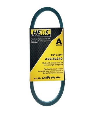 Hero 1/2 in. x 24 in. Fractional Aramid Cord V-Belt Replacement, A22K/4L240K