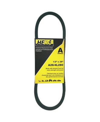 Hero 1/2 in. x 28 in. Fractional Aramid Cord V-Belt Replacement, A26K/4L280K