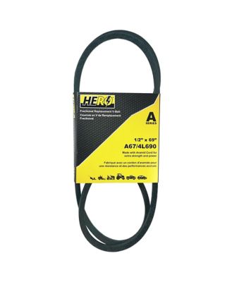 Hero Fractional Aramid Cord V-Belt Replacement, 1/2 in. x 69 in. A67K/4L690K