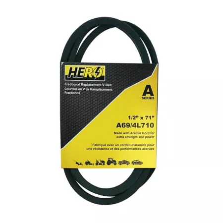 Hero Split Aramid Cord V-Belt Replacement 1/2" x 71" A69K/4L710K Mower Belts