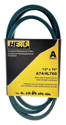 Hero Fractional Aramid Cord V-Belt Replacement, 1/2 in. x 76 in. A74K/4L760K