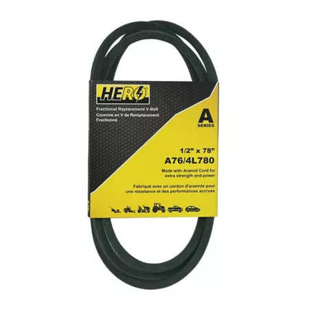 Hero Fractional Aramid Cord V-Belt Replacement 1/2" x 78" A76K/4L780K Mower Belts