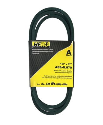 Hero Fractional Aramid Cord V-Belt Replacement, 1/2 in. x 87 in. A85K/4L870K