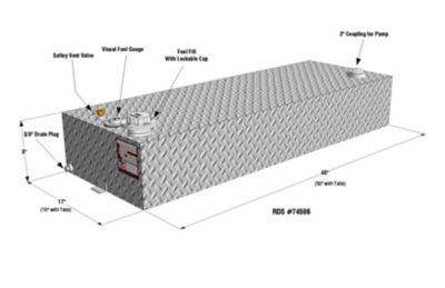 Image showing  25 gal. Rectangular Fuel Transfer Tank Diamond Plate