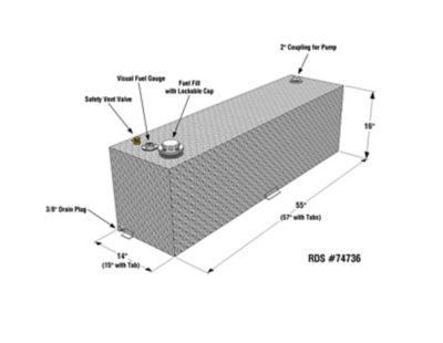 Image showing  50 gal. Rectangular Fuel Transfer Tank Diamond Plate
