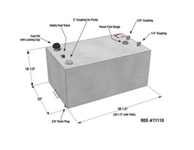 Image showing  55 gal. Rectangular Fuel Transfer Tank Diamond Plate