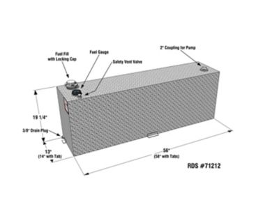 Image showing  60 gal. Rectangular Fuel Transfer Tank Diamond Plate