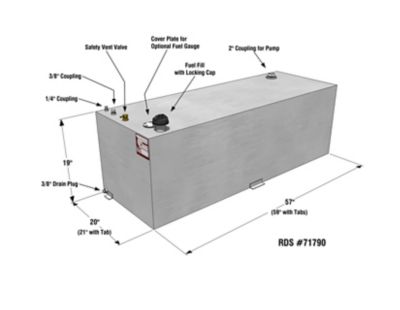 Image showing  90 gal. Rectangular Fuel Transfer Tank Mill Finish