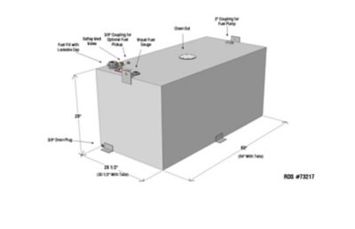 Image showing  200 gal. Rectangular Fuel Transfer Tank Mill Finish