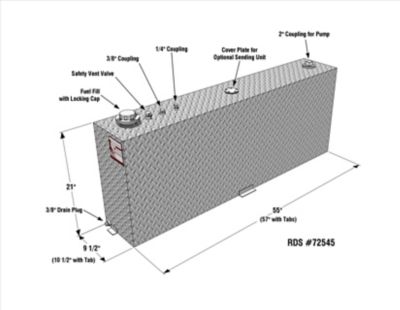 Image showing  45 gal. Vertical Fuel Transfer Tank Diamond Plate, 72545