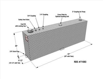 Image showing  45 gal. Vertical Fuel Transfer Tank Diamond Plate, 71083