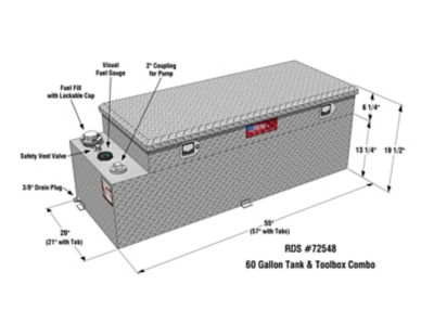 Image showing  60 gal. Transfer Fuel Tank Combo Diamond Plate, 72548