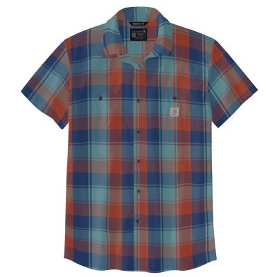 Image showing  Men's Rugged Flex Relaxed Fit Lightweight Plaid Short-Sleeve Button-Down Shirt