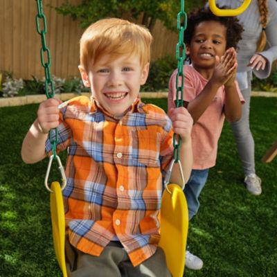 Image showing 5 th KidKraft Modern Outdoor Wooden Swing Set / Playset with Fireman's Pole, Reversible Bench