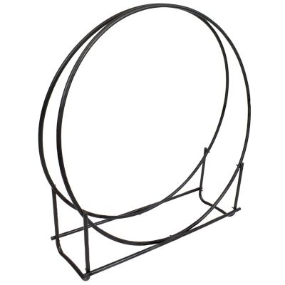 Sunnydaze Decor Indoor/Outdoor Iron Round Fire Pit or Fireplace Firewood Log Hoop Rack Holder - 40 in. - Black