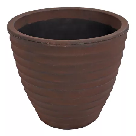 Sunnydaze Decor Indoor/Outdoor Ribbed Polyresin Planter with Double Wall Design - Rust - 13" Planters