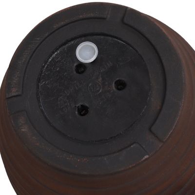 Image showing  Indoor/Outdoor Ribbed Polyresin Planter Pot with Double Wall Design - Rust - 13 in. - 2pk