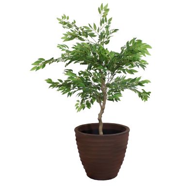 Image showing 6 th Sunnydaze Decor Indoor/Outdoor Ribbed Polyresin Planter Pot with Double Wall Design, Rust, 16 in., 2 pk.