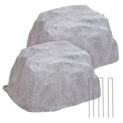 Sunnydaze Decor Set of 2 Low Profile Artificial Landscape Rock with Stakes, Gray