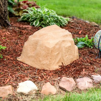 Image showing  Outdoor Low-Profile Polyresin Landscape Rock Septic Cover with Stakes, Sand, 14 in.
